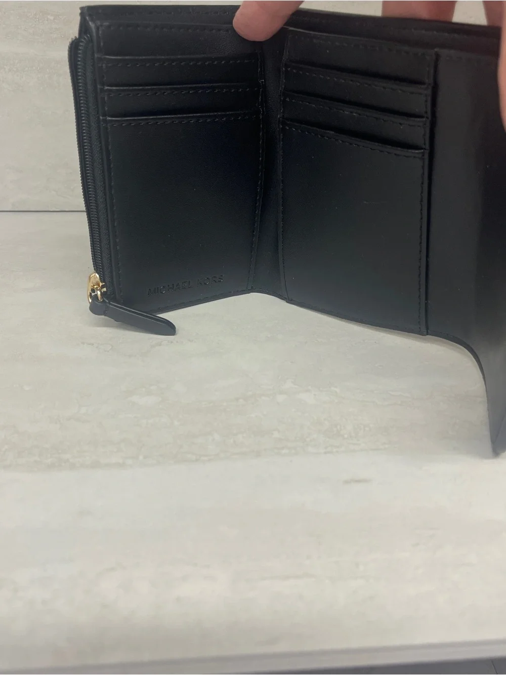 Michael Kors Leida Medium Bifold Wallet Saffiano Leather Black